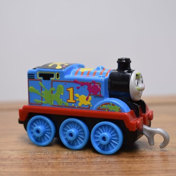 Paint Splattered Thomas - Thomas & Friends Trackmaster Engine Diecast Push Along - Picture 5 of 8